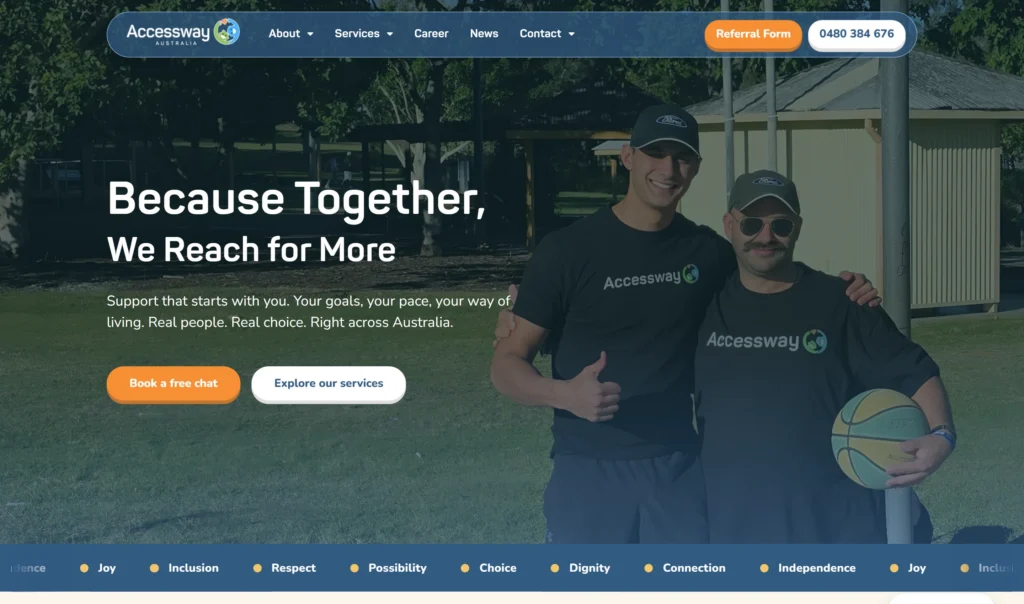 Website of Accessway Australia, built by Webberly