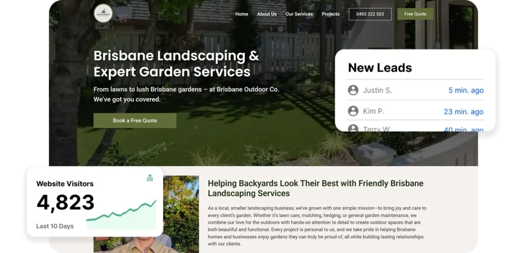 Landscaper seeing more website visitors and new leads through Webberly's services